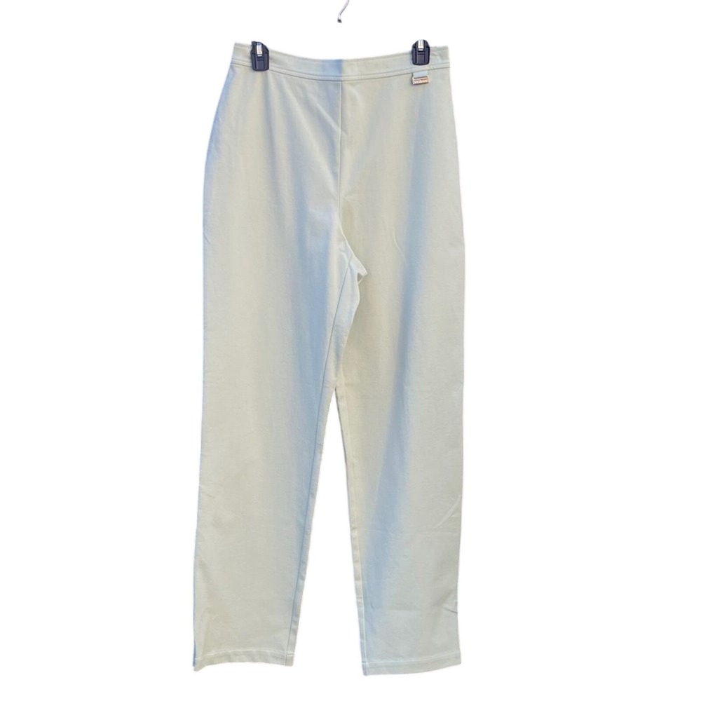St John Sport Women's Light Green‎ Cropped Ankle Zip Pants Medium Cotton Stretch